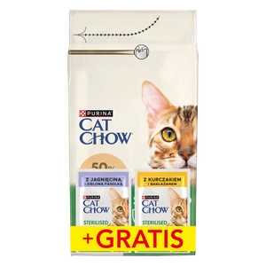 PURINA Cat Chow Sterilizuotas vištienos turtingas ėdalas 1,5kg + 2 paketėliai NEMOKAMAI