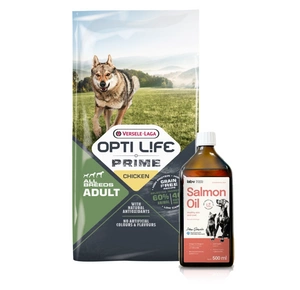 VERSELE-LAGA Opti Life Prime Adult Chicken 12,5kg - pašaras be grūdų suaugusiems šunims su vištiena + Lab-V 100% lašišų aliejus įvairaus amžiaus šunims ir katėms 500ml šalto spaudimo