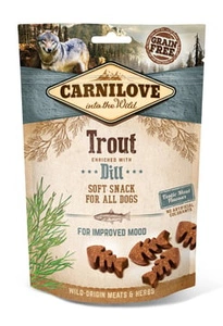 Carnilove pusiau drėgni užkandžiai, upėtakis ir krapai, 200 g