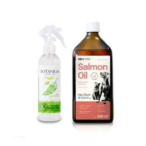 BOTANIQA Detangling Coat Milk  pienelis palengvinantis šukavimą 250ml + Lab-V 100% lašišų aliejus įvairaus amžiaus šunims ir katėms 500ml šalto spaudimo
