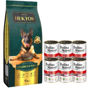 HEKTOR BALANCED Adult 15kg + Dolina Noteci PREMIUM su daug jautienos 6x400g