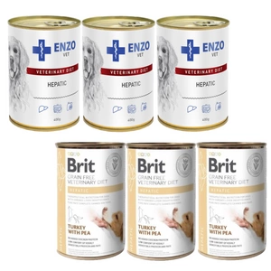 BRIT GF Veterinary Diets Dog Hepatic 3x400g + ENZO VET Hepatic nuo kepenų ligų šunims 3x400g