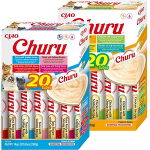 INABA Churu for cats – mix of flavors with tuna and seafood 20x14g+ mix of flavors with chicken 20x14g