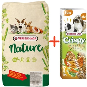 VERSELE-LAGA Cuni Nature 9kg - miniatiūriniams triušiukams + VERSELE LAGA Crispy Sticks Rabbits-Guinea Pigs Carrot & Parsley 110g - 2 morkų ir petražolių lazdelės triušiams ir jūrų kiaulytėms