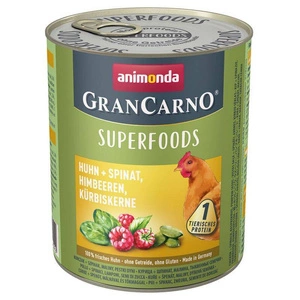 ANIMONDA GranCarno Superfoods Adult Dog Vištiena, špinatai, avietės, moliūgų sėklos 800g x6