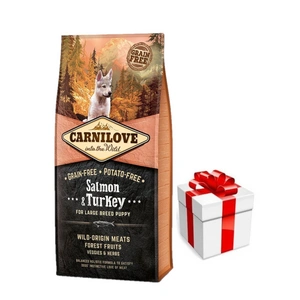 Carnilove lašiša ir kalakutiena didelių veislių šuniukams 12kg + Staigmena Šunui