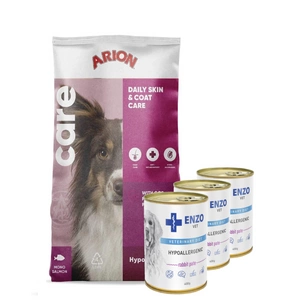 Arion Hypoallergenic 12kg + ENZO VET Hipoalerginė dieta su kalakutiena šunims 3x400g