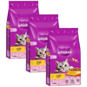 WHISKAS Adult 11,4kg (3x3,8kg) - sausas ėdalas suaugusioms katėms su gardžia vištiena