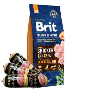 BRIT Premium By Nature Senior S+M 15kg + Hektor paukštienos batonas 3x900g