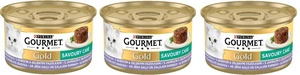 Purina Gourmet Gold Pikantiškas pyragas su ėriena ir šparaginėmis pupelėmis 3x85g