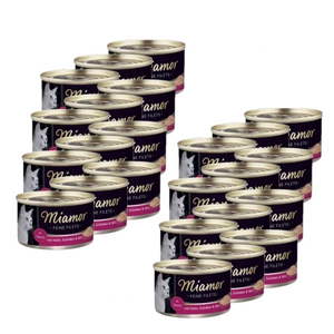 Miamor Feine Filets in jelly - drėgnas kačių ėdalas vištiena su kumpiu ir ryžiais 24x100g skardinė