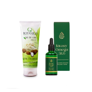 BOTANIQA LOVE ME LONG Cupuaçu ir taukmedžio šampūnas 250ml + LAB-V Omega 3 ir 6 riebalų rūgštys bendrai šunų ir kačių sveikatos, kailio ir odos būklei gerinti 100ml