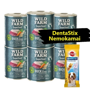 WILD FARM Superfood Duck (Antis su kvinoja, morkomis ir žolelėmis) 6x800 g pašaro šunims be grūdų + DentaStix nemokamai