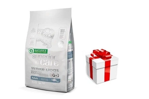 NATURE'S PROTECTION Superior Care White Dogs Small & Mini Breeds Adult Grain Free White Fish sausas maistas šunims 1,5kg + STAIGMENA ŠUNUI