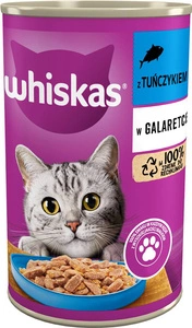 WHISKAS Adult skardinė 400g - drėgnas kačių ėdalas su tunu drebučiuose