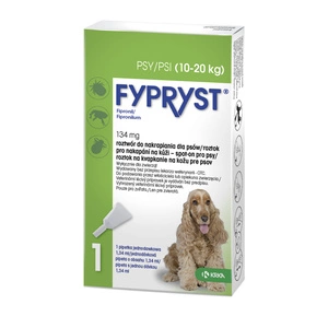 KRKA Fypryst Spot On lašai nuo blusų ir erkių šunims 10-20 kg 134 mg/1,34 ml 1 pipetė