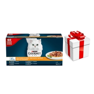 Purina Gourmet Perle Mini Filets in sauce Kačių maistas 60x85g + Staigmena katei