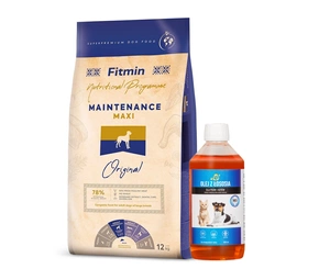 FITMIN Maxi Senior 12kg + LAB V Lašišų aliejus šunims ir katėms 500ml