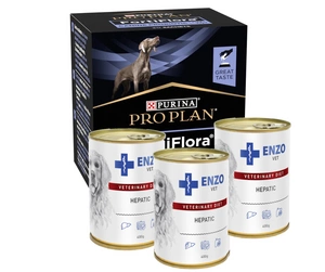 PURINA PVD FortiFlora Dog 30 paketėlių + 3x ENZO VET Hepatic nuo kepenų ligų šunims 400g