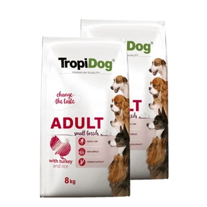 TROPIDOG Premium Adult Small Breeds su kalakutiena ir ryžiais 2x8kg