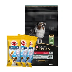 Purina Pro Plan Adult Medium Sensitive Digestion Lamb 14kg + 3xDentaStix NEMOKAMAI