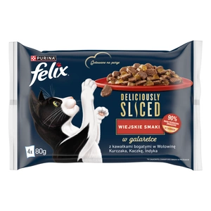FELIX Deliciously Sliced Country Flavours Šlapias kačių ėdalas 4x80g