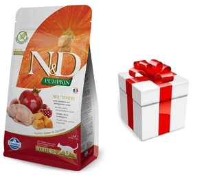 Farmina N&D Pumpkin feline Kiaulių, moliūgų ir pomegranatų NEUTERINUOTAS RECEPTAS 1,5kg + Staigmena katei