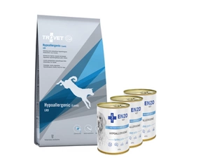 TROVET LRD Hypoallergenic - ėriena (šunims) 10kg + ENZO VET Hipoalerginė dieta su kalakutiena šunims 3x400g
