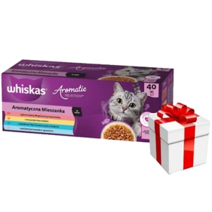 WHISKAS Adult Aromatic Mix 40x85 g - drėgnas kačių maistas + Staigmena katei