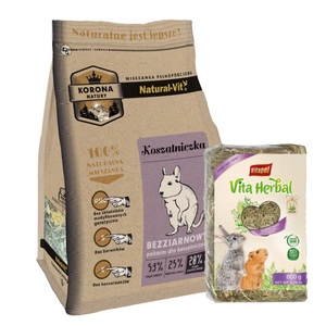 KORONA NATURY Natural-Vit maistas priekrantės žuvims 750g + VITAPOL Šienas stambiems graužikams 800g
