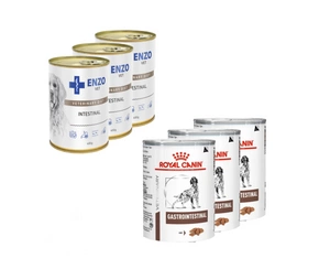 ROYAL CANIN Gastro Intestinal GI25 3x400g skardinė ŠUO + ENZO VET Žarnyno dieta šunims su ėriena 3x400g