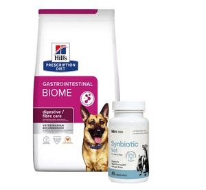 HILL'S PD Prescription Diet Canine Gastrointestinal Biome 10kg + LAB-V Synbiotic Vet - virškinamojo trakto sveikata ir žarnyno mikroflora šunims ir katėms 45 kapsulės