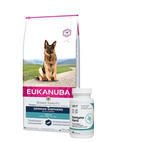 EUKANUBA Adult German Shepherd 12kg + LAB-V Immuno Hard 45 kapsulės