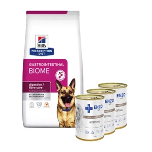 HILL'S PD Prescription Diet Canine Gastrointestinal Biome 10kg + ENZO VET Žarnyno dieta šunims su ėriena 3x400g