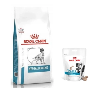 ROYAL CANIN Hypoallergenic DR21 14kg + Royal Canin Hypoallergenic Treats skanėstai šunims 230g