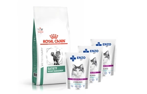 ROYAL CANIN Satiety Support Weight Management SAT 34 6kg + ENZO VET Sterilizuota su veršiena padaže 3x100g
