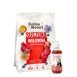 DOLINA NOTECI Premium Beef - džiovintas šunų maistas 3kg + LAB V Lašišų aliejus šunims ir katėms 500ml