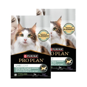 PRO PLAN LiveClear Maistas suaugusiems katėms po sterilizacijos, turtingas kalakutiena, 2x2,8 kg