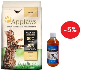 Applaws Adult Chicken Dry Cat Food 2kg + LAB V Lašišų aliejus šunims ir katėms 250ml