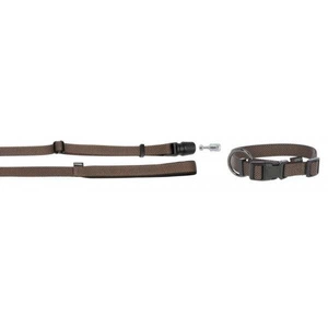 KERBL Komplektas GoLeyGo, apykaklės ir pavadėlio diržai su adapteriu 25mm x 40-65cm, 2cm x 1.4-2m, rudi, M, maks.60kg