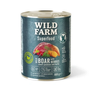 WILD FARM Superfood Wild Boar (elniena su batatais, uogomis ir žolelėmis) 800 g pašaro šunims be grūdų