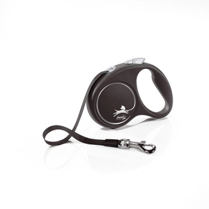 FLEXI pavadėlis Black Design juodas S - nuo 5 m iki 15 kg - juosta