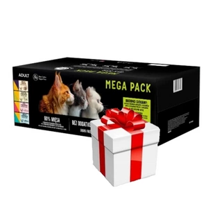 PetRepublic drėgnas kačių ėdalas švelniame padaže mišinys mėsos ir žuvies skonio 48x85g + Staigmena katei