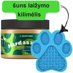 Green Paw kietas kaip riešutas 350g - žemės riešutų sviestas su juodais nagais šunims (žmonėms) + kilimėlis šunims laižyti
