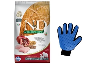 Farmina N&D Ancestral Grain canine CHICKEN & POMEGRANATE ADULT MEDIUM&MAXI 12kg + nemokama šukavimo pirštinė
