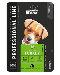 SUPER BENO Junior visų veislių šuniukų paketėlis su kalakutiena 100g