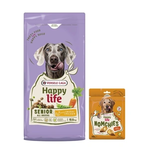 VERSELE-LAGA Happy Senior su vištiena 12,5 kg - vyresnio amžiaus šunų maistas su vištiena + Happy Life Snack 150g NEMOKAMAI