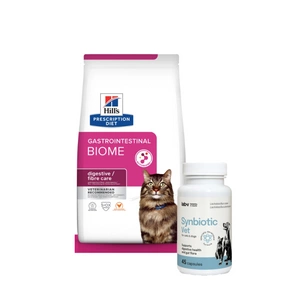 HILL'S PD Prescription Diet Feline Gastrointestinal Biome 3kg + LAB-V Synbiotic Vet - virškinamojo trakto sveikata ir žarnyno mikroflora šunims ir katėms 45 kapsulės