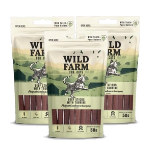 WILD FARM jautienos paplotėliai su taurinu 3x50g skanėstai katėms