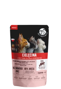 PetRepublic smulkiai supjaustyti gabaliukai šviesiame padaže veršienos 100g katėms